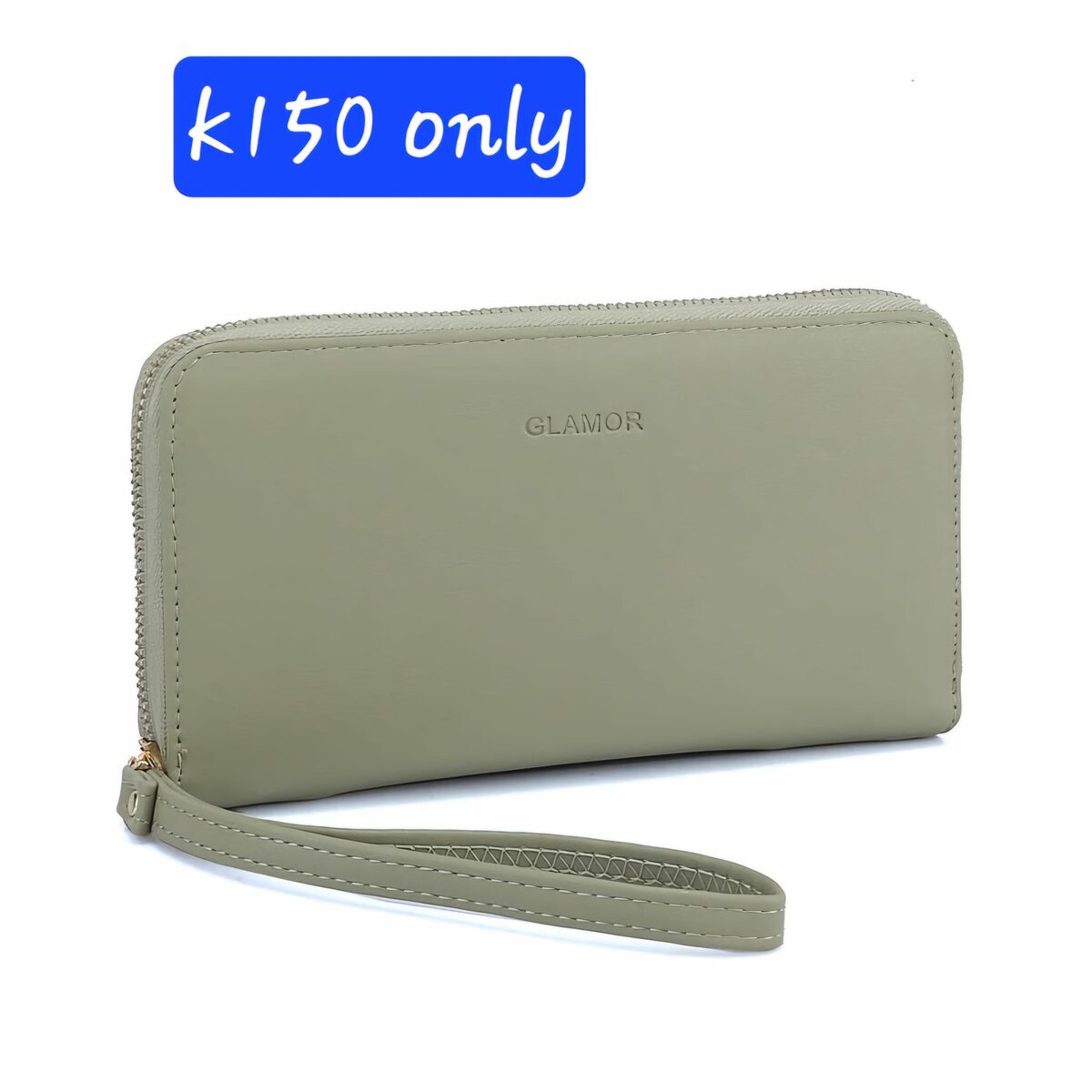 Matcha colored patent leather wallet