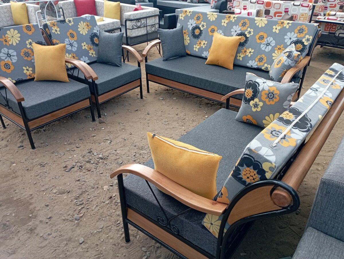 Salon fer forgé bois rond