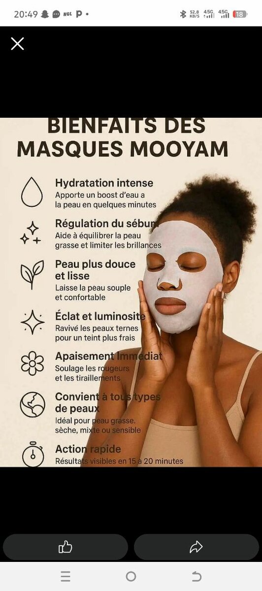 Masques visage hydratants