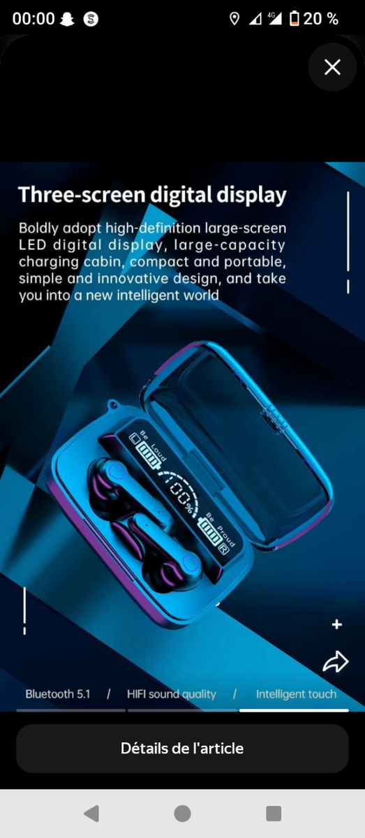 Écouteurs Bluetooth 5.1 LED
