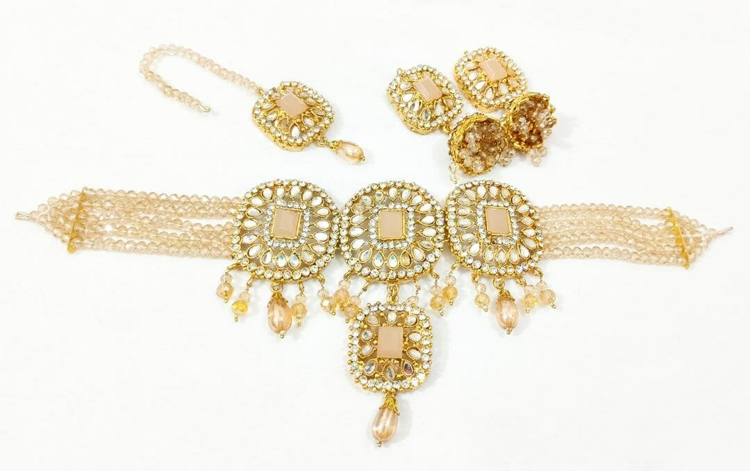 Stunning 4 Pcs Gold Plated Choker Set with Multi Layered