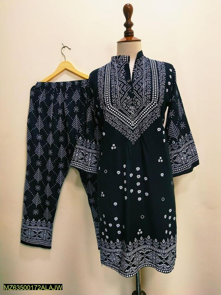 2pc stitched Lawn printed