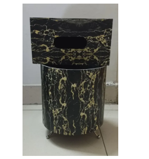 PVC Sheet Tiles Color Wooden Round Dust Bin Set