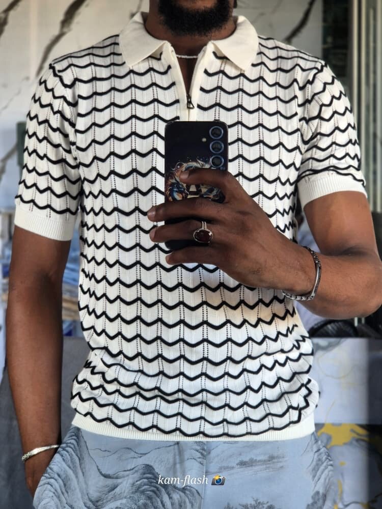 Polo à rayures zigzag élégantes