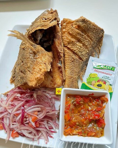 Poisson grillé et Attiéké