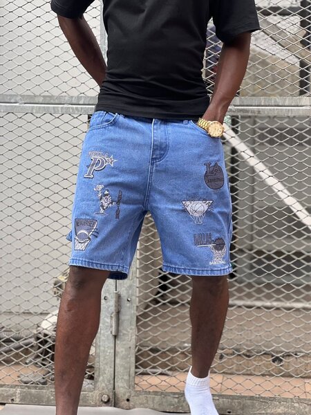 Shorts en jean motif streetwear