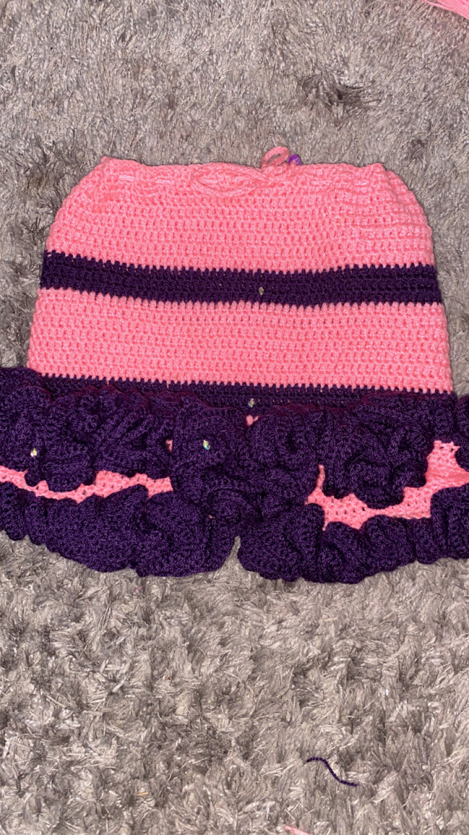 Set crochet rose et violet