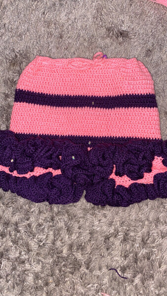 Set crochet rose et violet