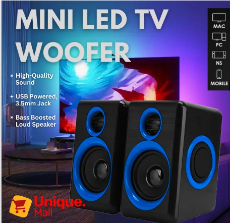 TV LED Mini RGB Subwoofer For Gaming PC With Built-in Bass Speaker Easy Volume Control, Loudspeaker Multimedia Speaker for Mobile PC Laptops Windows Desktop - by Unique Mall.