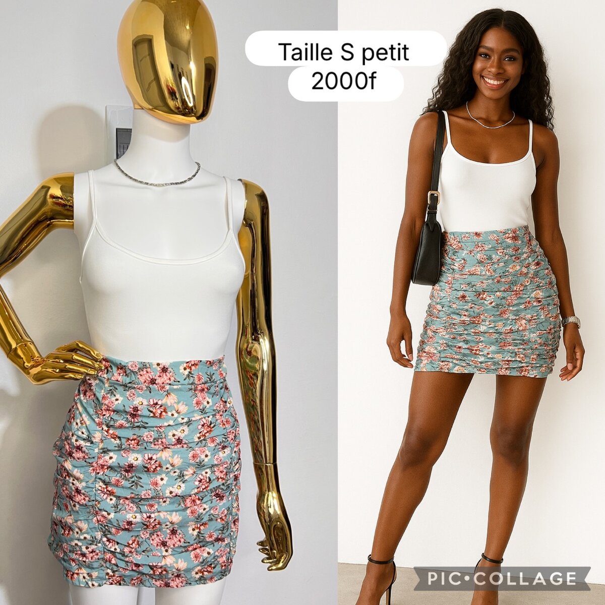 Jupe moulante fleurie S