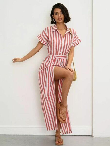 Robe chemise rayée élégante