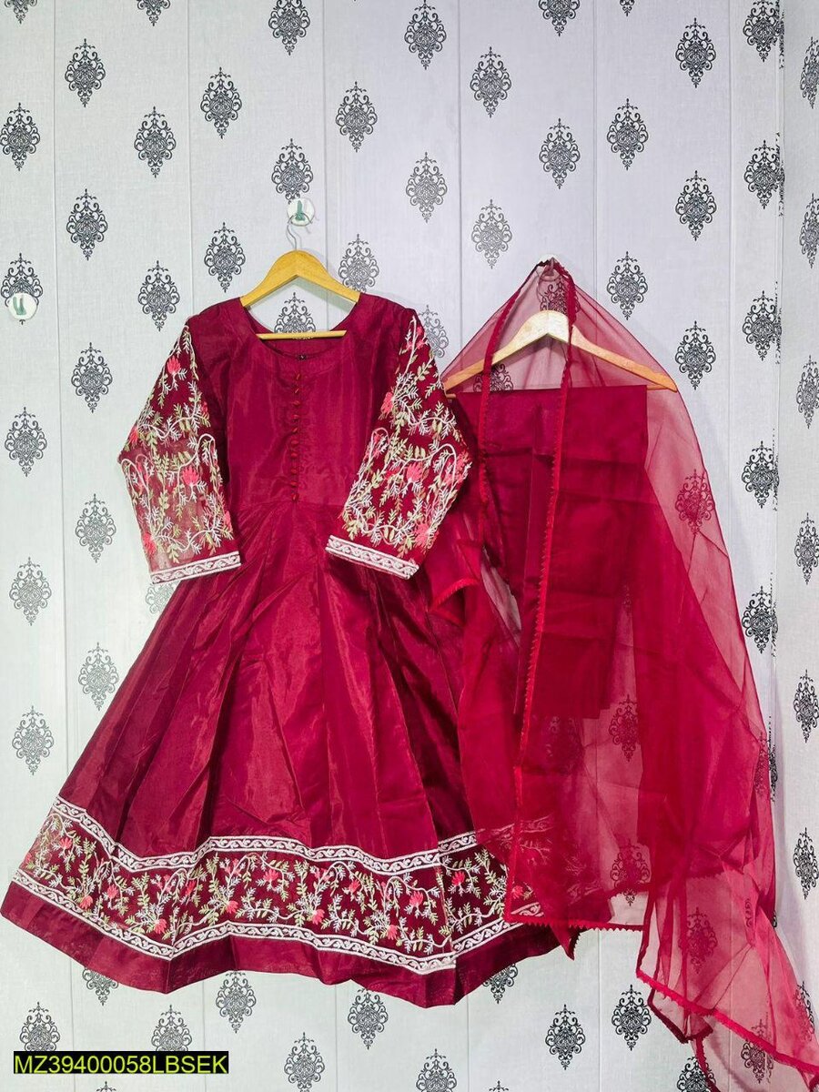 3 pcs women stitched organza maxi