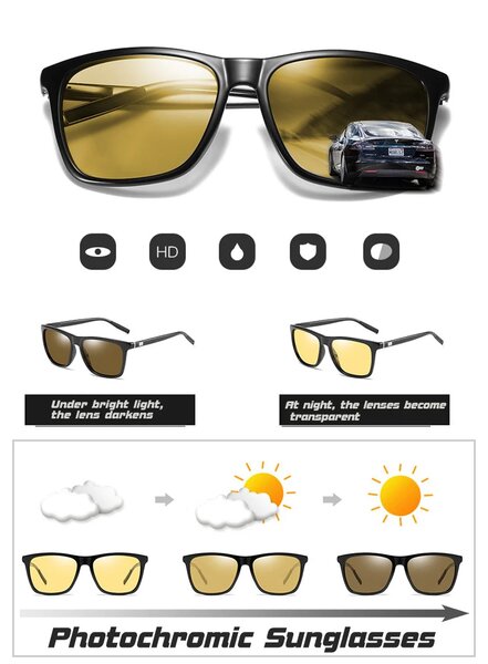 LIOUMO Photochromic & Polarized Night Vision Sunglasses