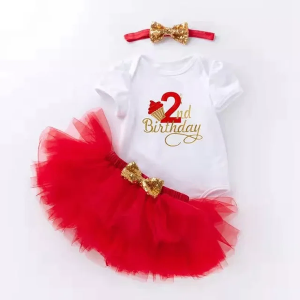 Tenue bébé fille 2 ans - T-shirt et tutu rouge