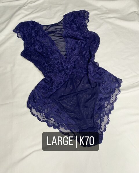Beautiful women's lace bodysuit for sleeping blue