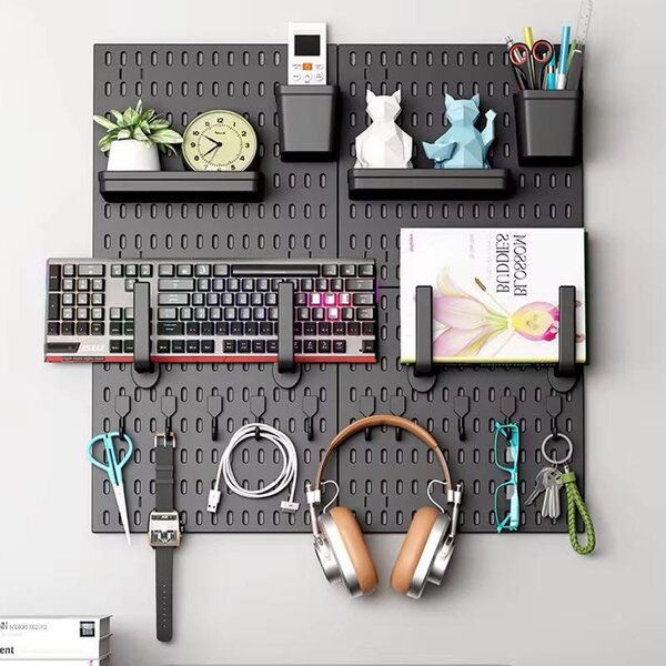 White Pegboard Kitchen Storage Organizer