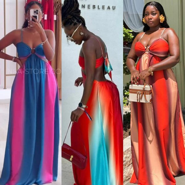 Robe Maxi Évasée Multicolore