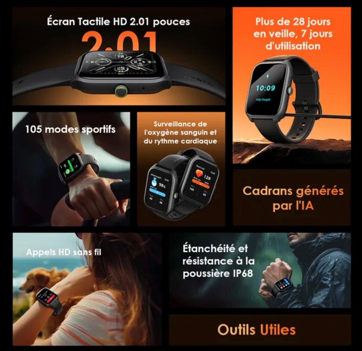 Montre connectée HD 2.01 pouces
