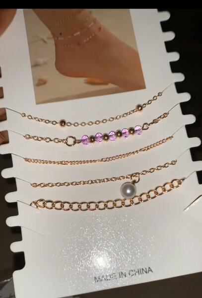 Ensemble de bracelets de cheville dorés