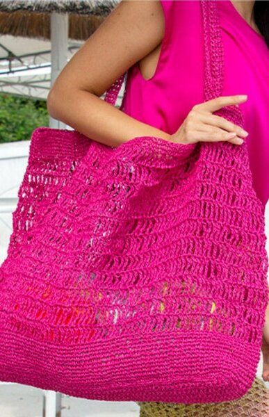 Sac en crochet rose vif