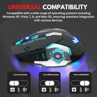 【3-4 Weeks Battery】 - Premium Wireless Gaming Mouse RGB with 6 Buttons & 4-Levels DPI Control - Breathing LED Light 2.4G + Bluetooth Wireless Mouse with Side Buttons for Girls PC, Gaming, Laptop, Pubg, Mobile, iPad, Mac OS, Windows