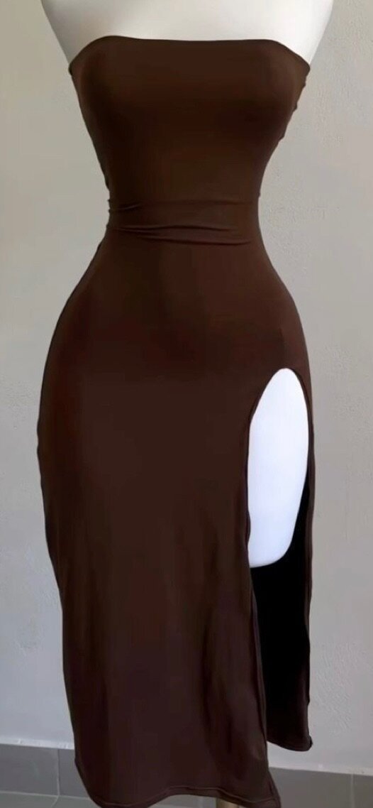 Robe longue sans bretelles