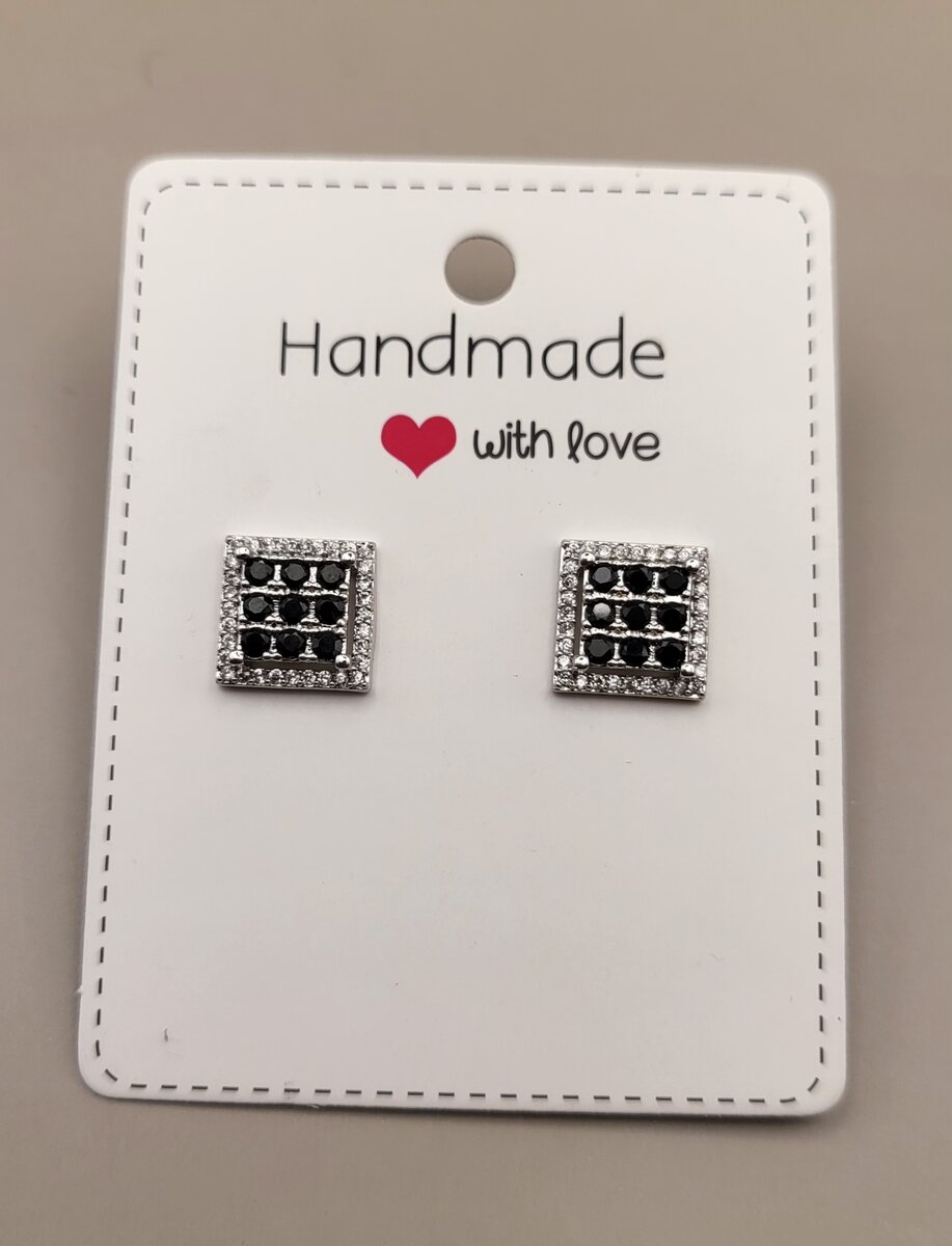 Silver black zircon  stud earrings