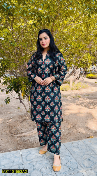 Two piece Stitched Linen Suit