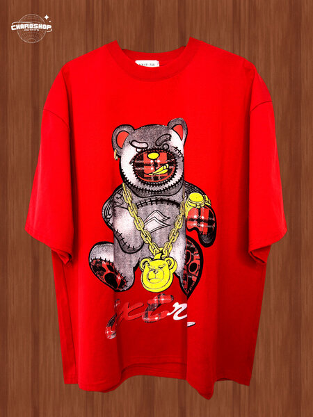 T-shirt rouge imprimé ours