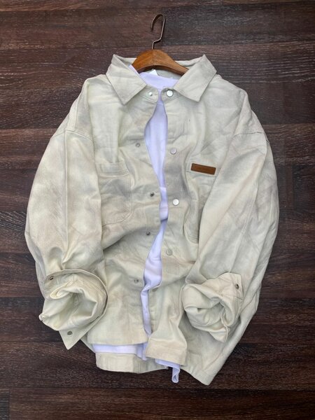 Veste en cuir beige pour homme