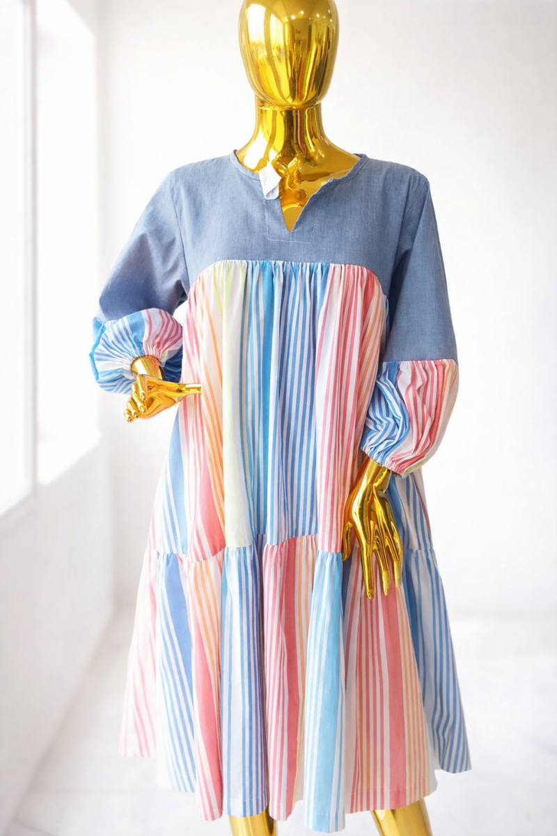 Robe femme multicolore rayée