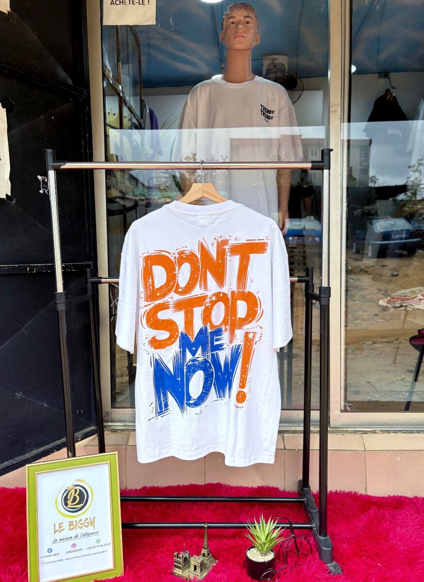 T-shirt à message "Don't Stop Me Now!"
