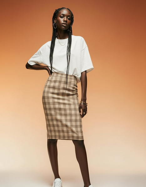 Jupe crayon à carreaux femme