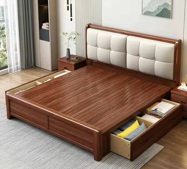 Lit double avec rangement intégré