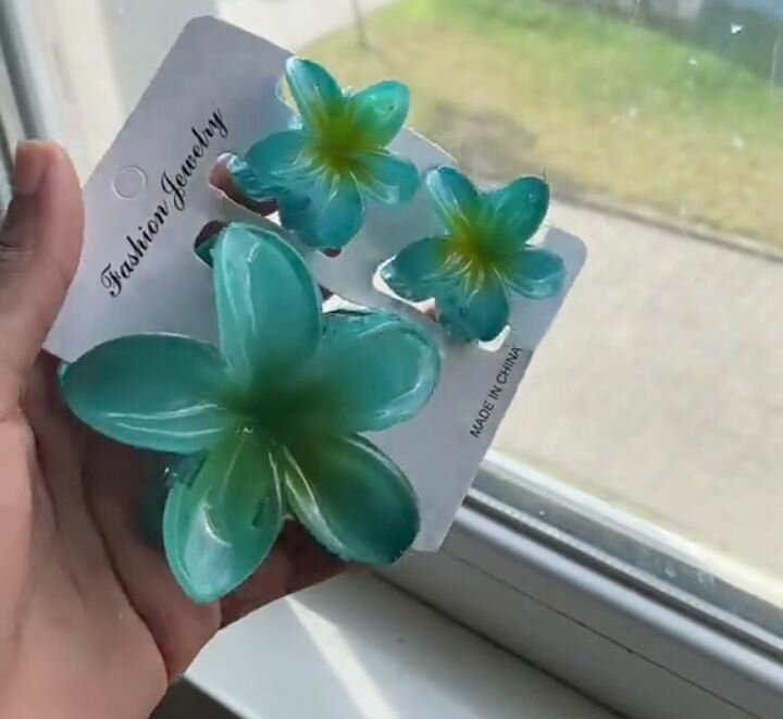 Clips cheveux fleuris colorés