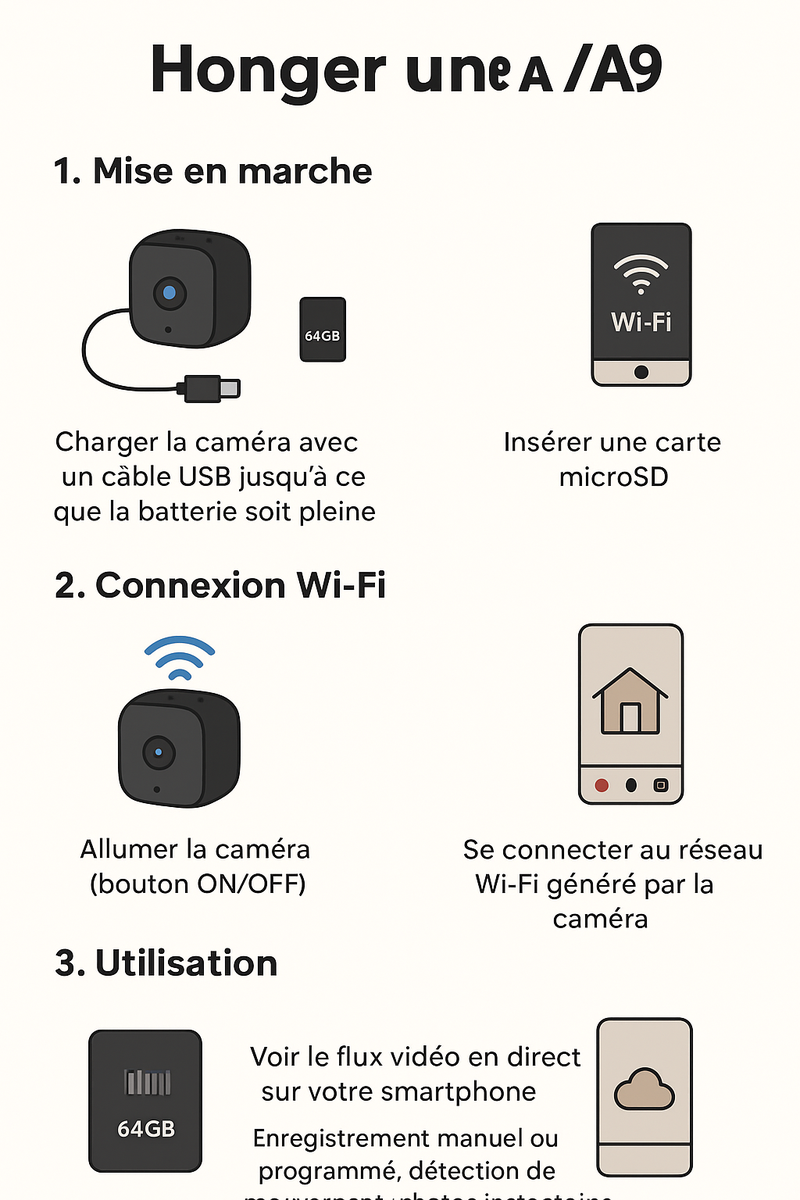 Caméra IP A9 HD 1080P WiFi