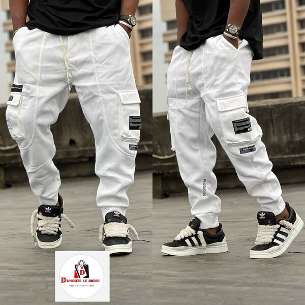 Cargo Pantalon Blanc Homme