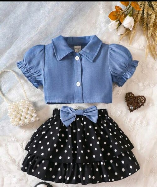 Ensemble petite fille a pois 