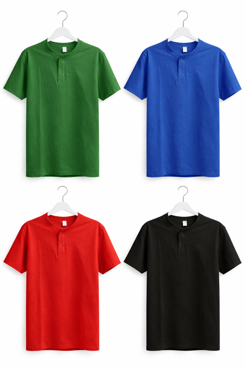 T-Shirt homme Henley manches courtes