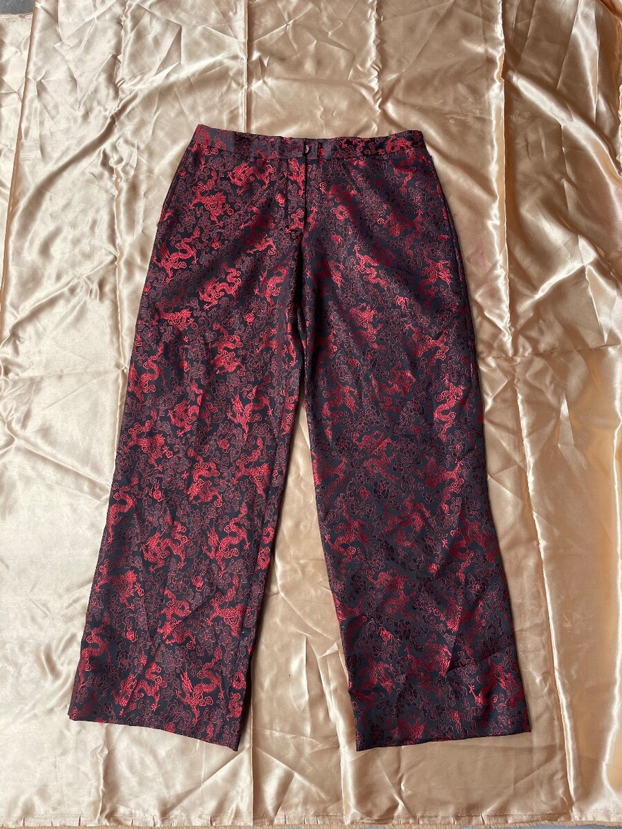 Black and Red Dragon Bell bottom pants