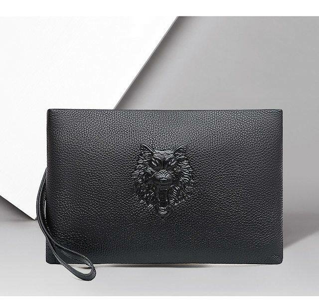 Pochette en cuir élégante homme
