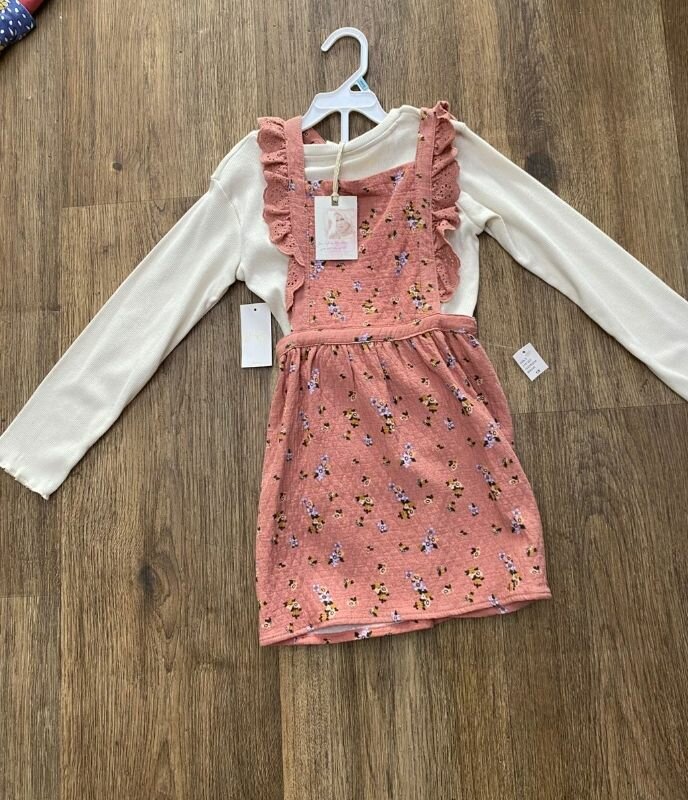 Girls Floral Pinafore Dress