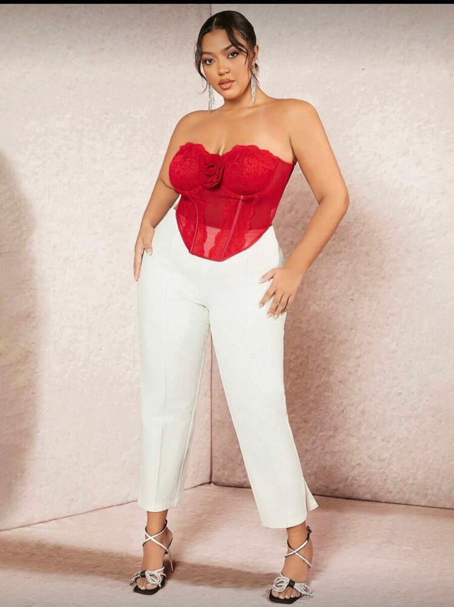 Corset bustier rouge dentelle