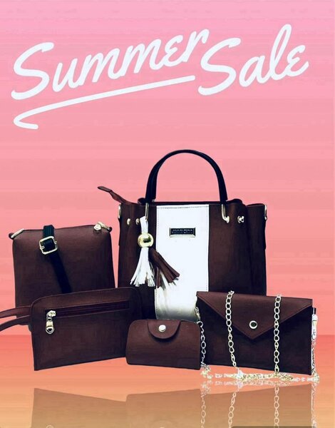 5 pcs Elegant women's Leather hand bag