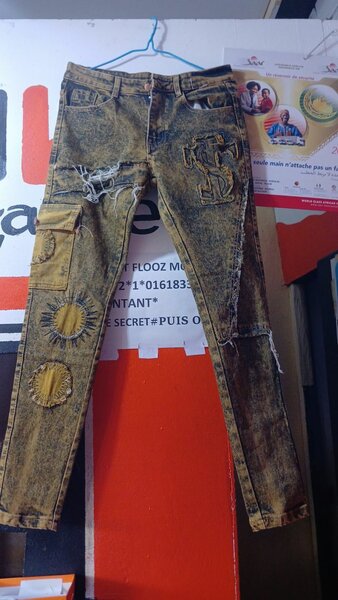 Jean Slim Décontracté Patchwork