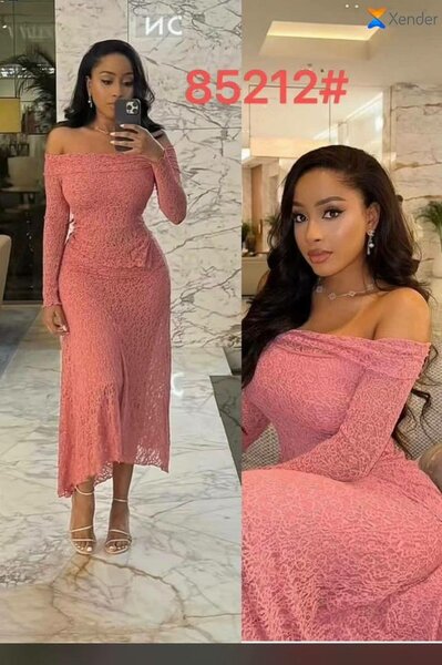 Robe rose en dentelle pour femmes