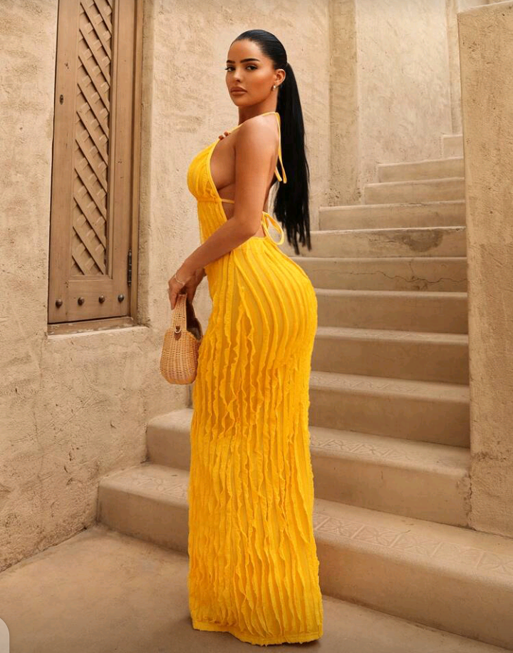 Robe longue jaune élégante