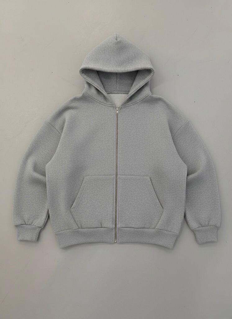 Veste à capuche grise zippée