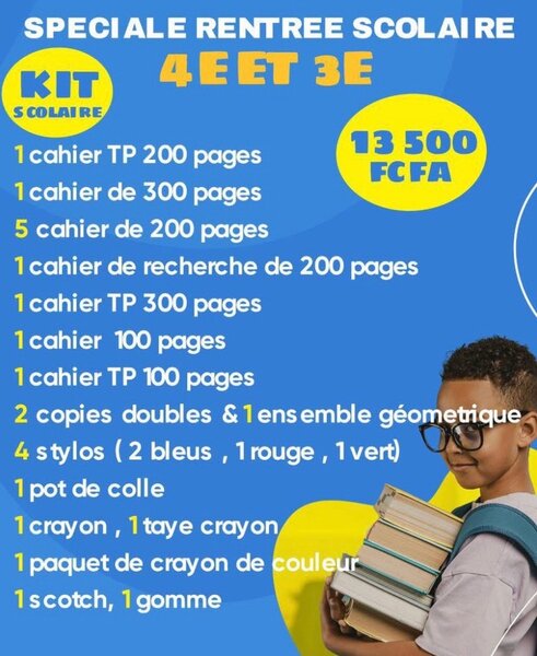 Kit scolaire 4e et 3e