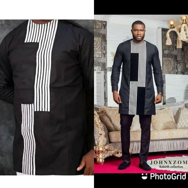 Tunique pour homme en noir et blanche